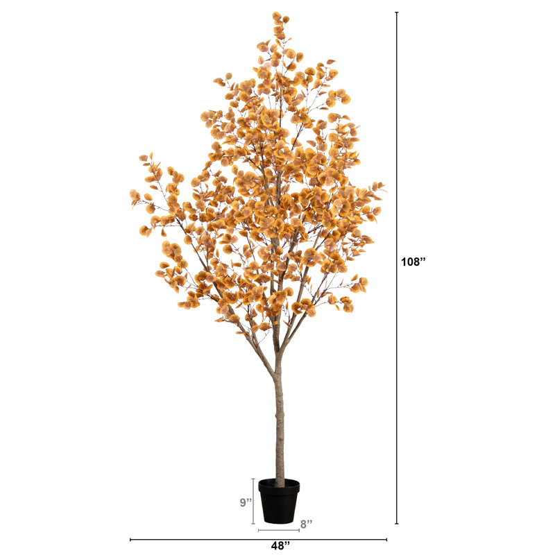 Artificial Autumn Fall Eucalyptus Tree, 108" H x 48" W x 48" D