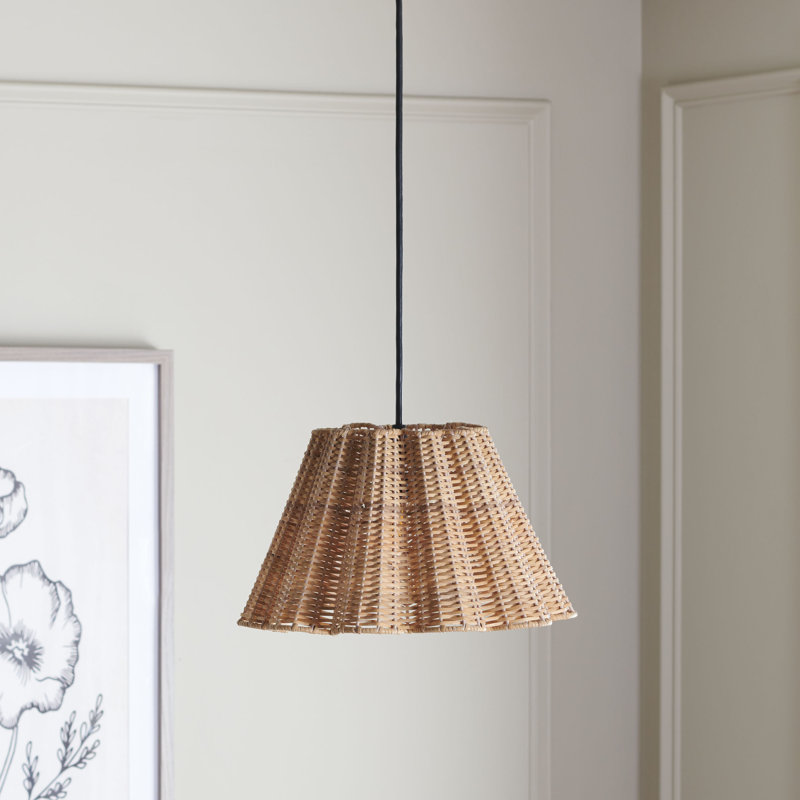 Luminaire suspendu naturel 1 lumière Carbry, H 7 po x l 12 po x P 12 po