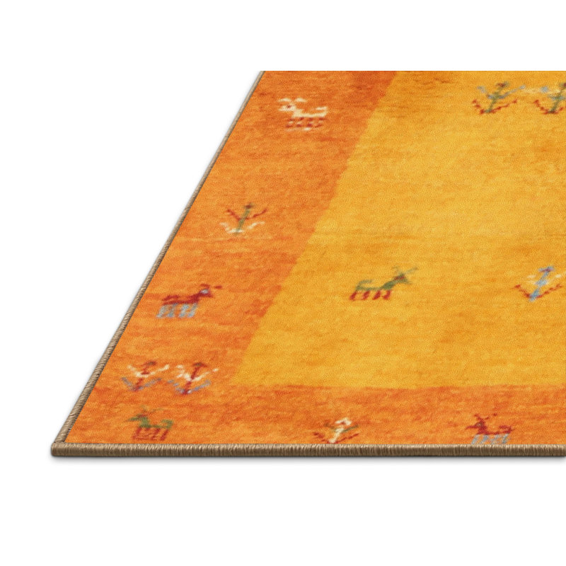 Tapis de zone jaune contemporaine Willse, Rectangle 5 pi x 7 pi