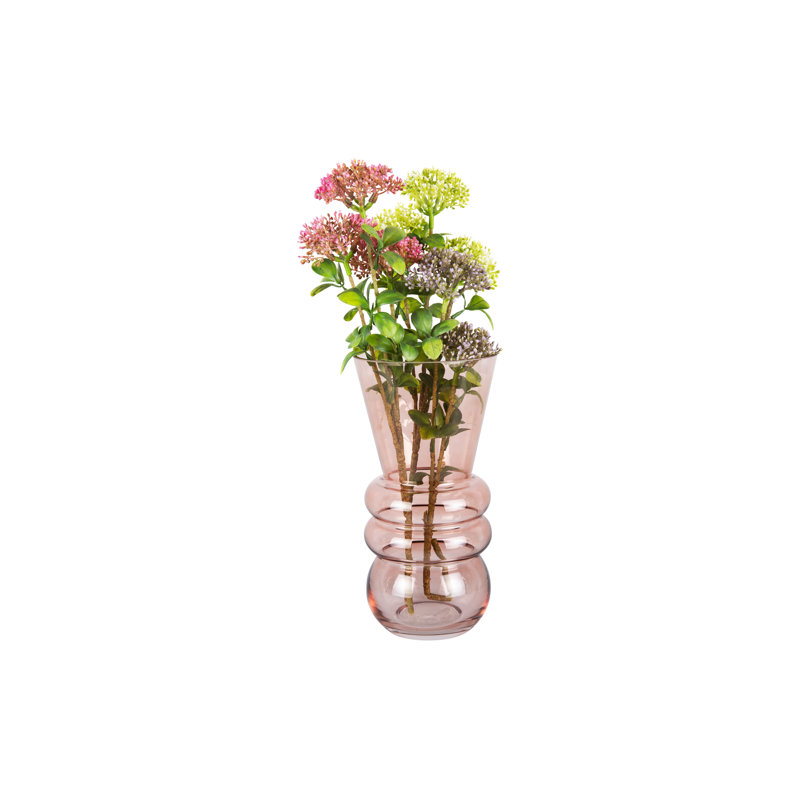 Glass Table Vase, Faded Pink, 33cm H x 21cm W x 21cm D