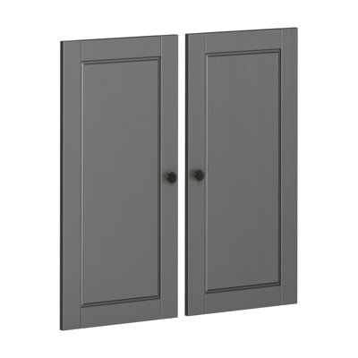 Ensemble de porte double à panneau surélevé 100% bois massif Bryannah