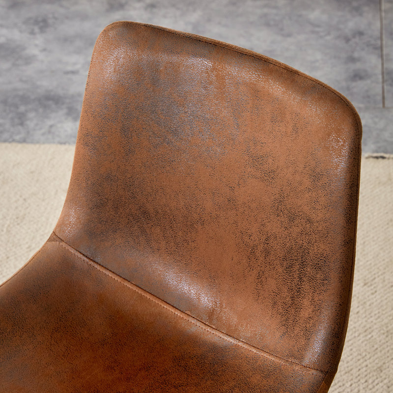 Set of 4 Vintage Industrial Bar Stools with Upholstery and Metal Frame, Suede-Brown