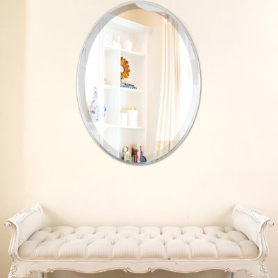 Bugarin Wood Frame Oval Wall Mirror
