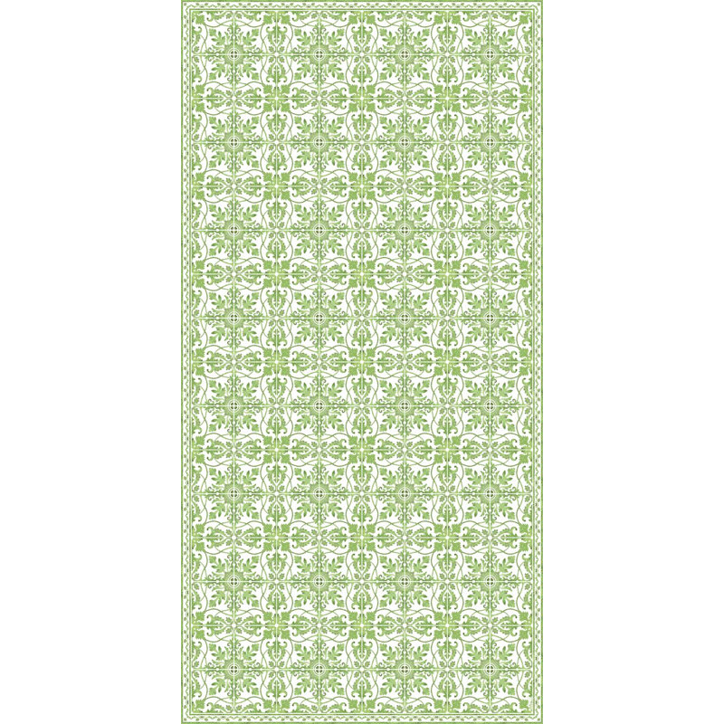  Geometric Vinyl Area Mat in Green, Rectangle 2' x 3'