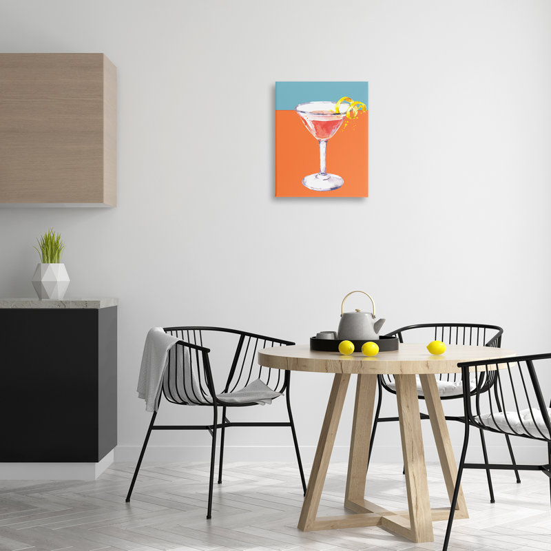 Cocktail sur toile à teintes bloquées, design par Susan Jill, H 20 po x l 16 po