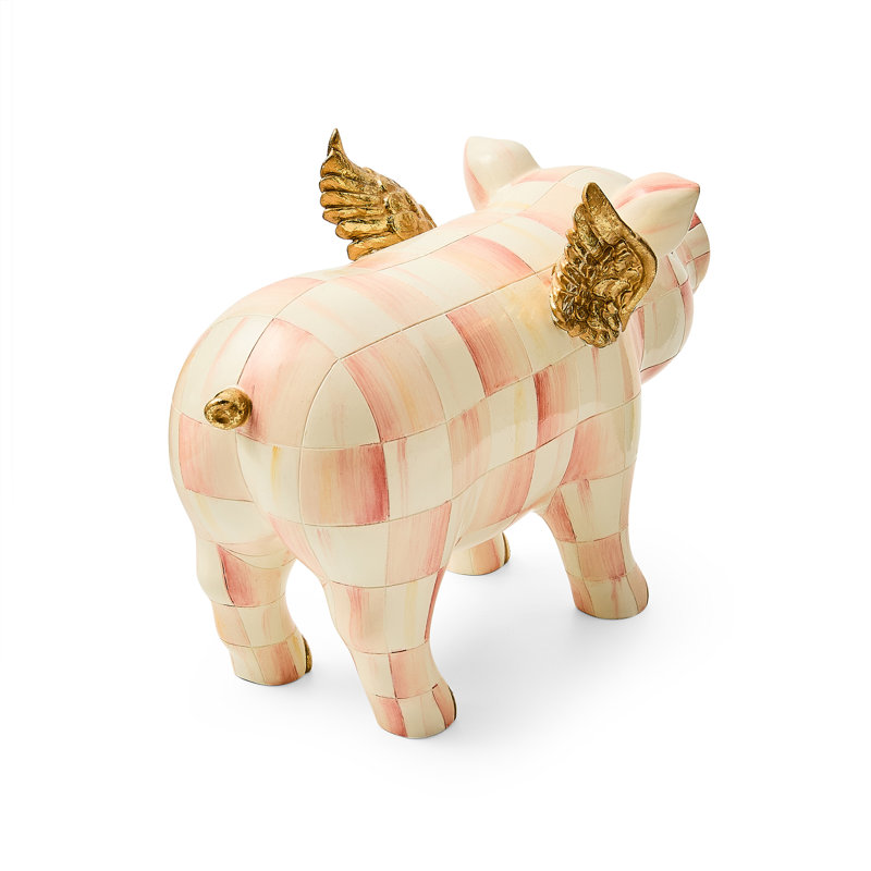 Rosy Check Flying Pig Figurine