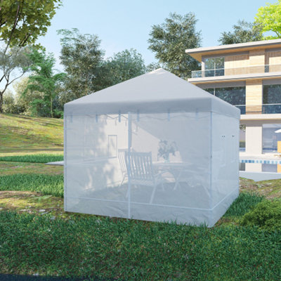 Pop Up Canopy Walls, Universal Replacement Netting, Set Of 4 Mesh Screen Sidewalls, Patio Netting With 6 Service Windows And 1 Door For 10' X 10' Canopy Tent
