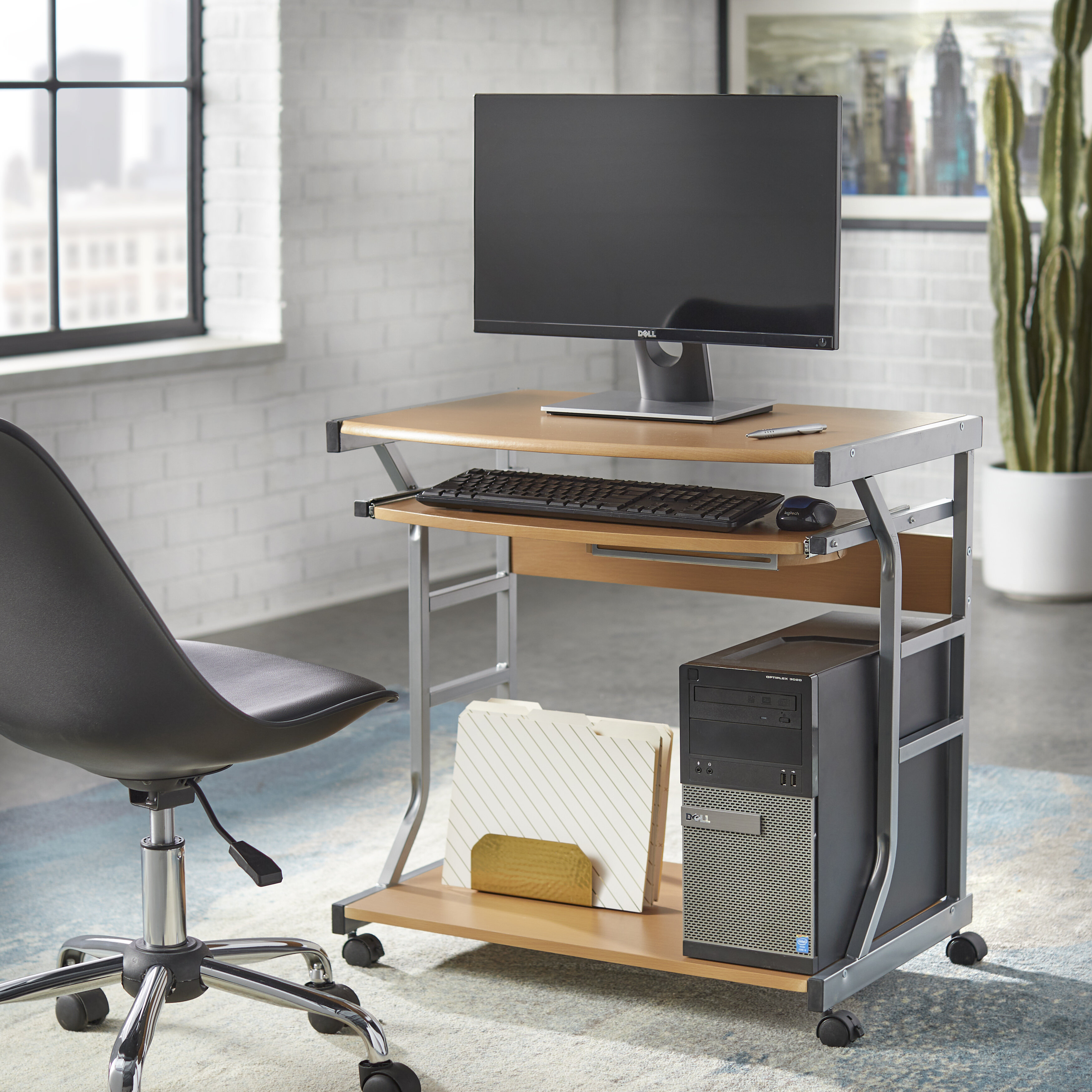 Flash Furniture Work from Home Kit - Glass Desk with Keyboard Tray, Ergonomic Mesh Office Chair & Filing Cabinet - Black