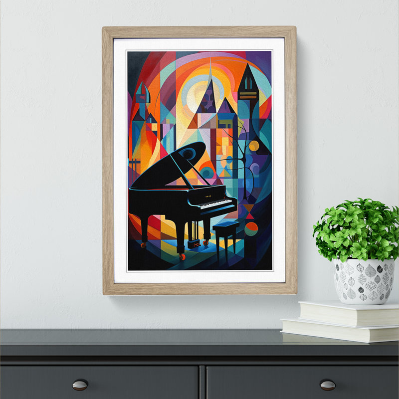 Piano Expressionism Framed Print, 64cm H x 46cm W x 2cm D, Oak 