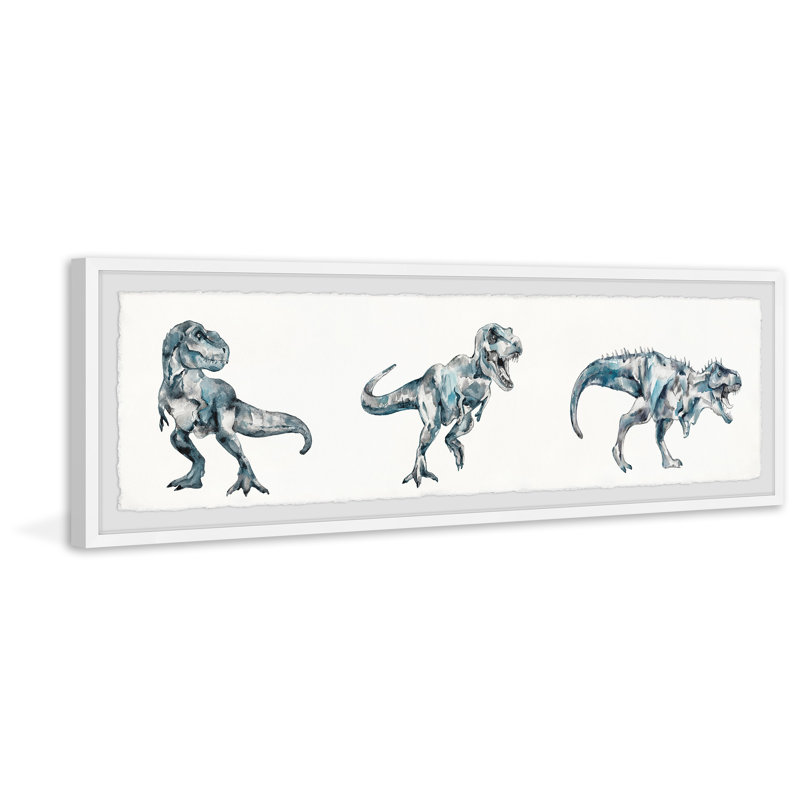 Dinosaur Showdown by Marmont Hill - Single Picture Frame Painting, 25cm H x 76cm W x 3.81cm D