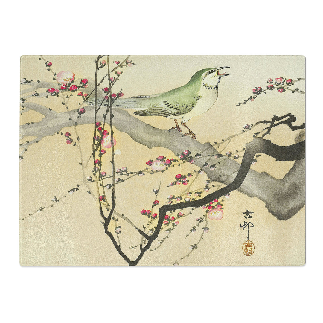 Songbird In A Plum Blossom Tree By Ohara Koson  Glass Chopping Board