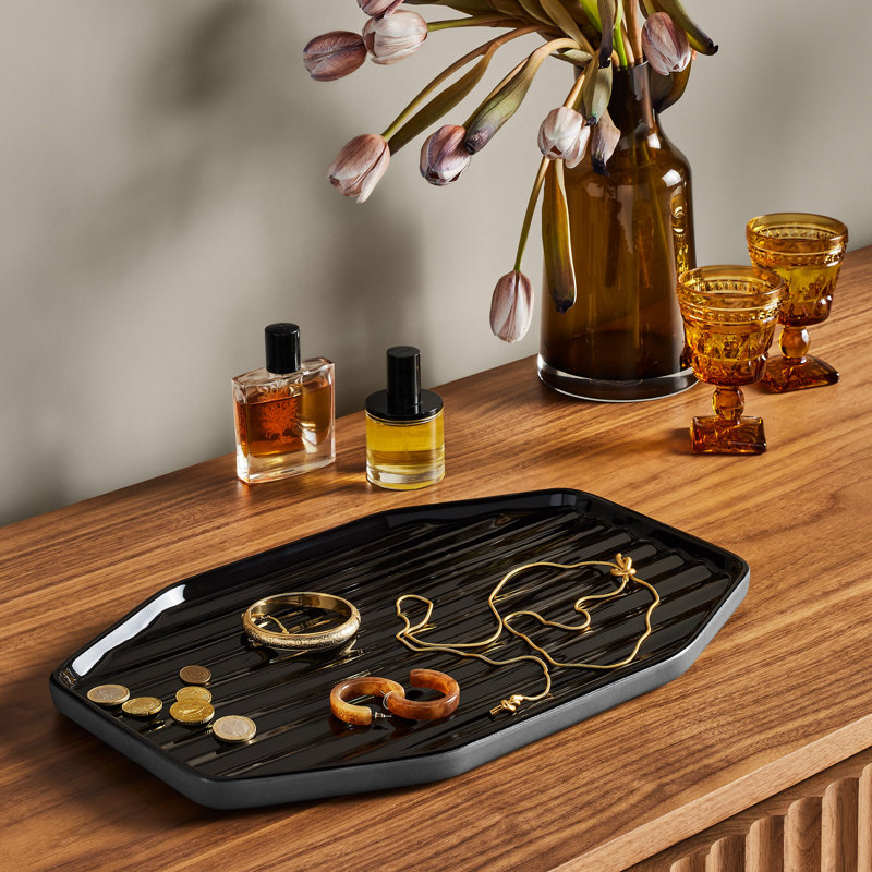 Vice Versa Decorative Tray, 1" H x 16" W x 10" D, Black