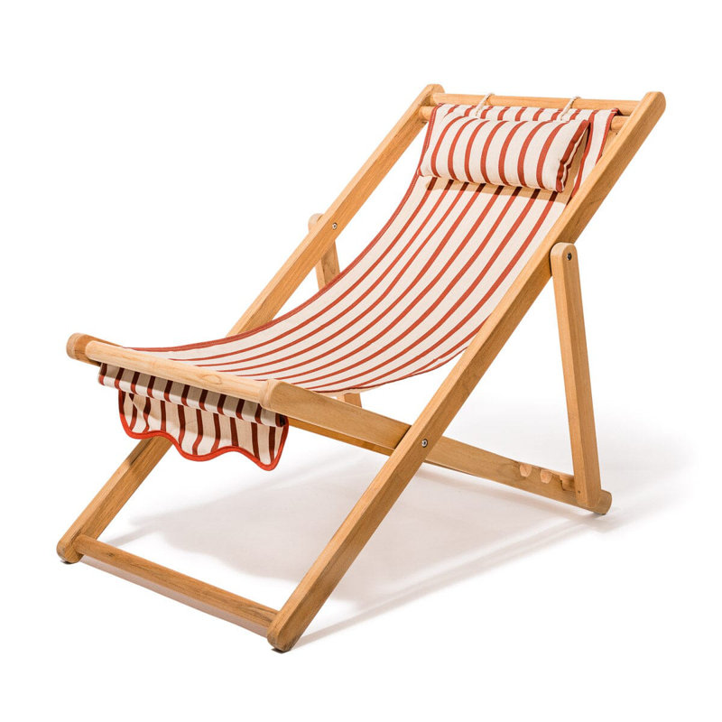 The Sling Chair, Rouge / blanc rayé / bois naturel