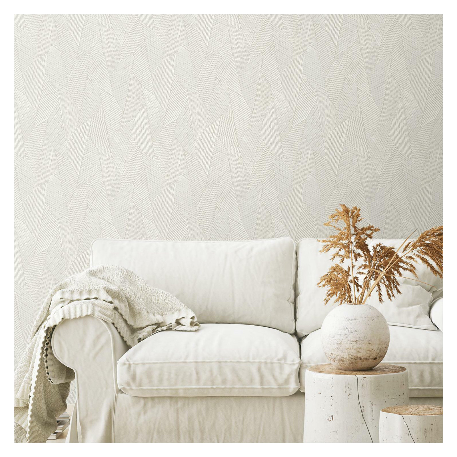 Peel & Stick Geometric Roll, Taupe/White