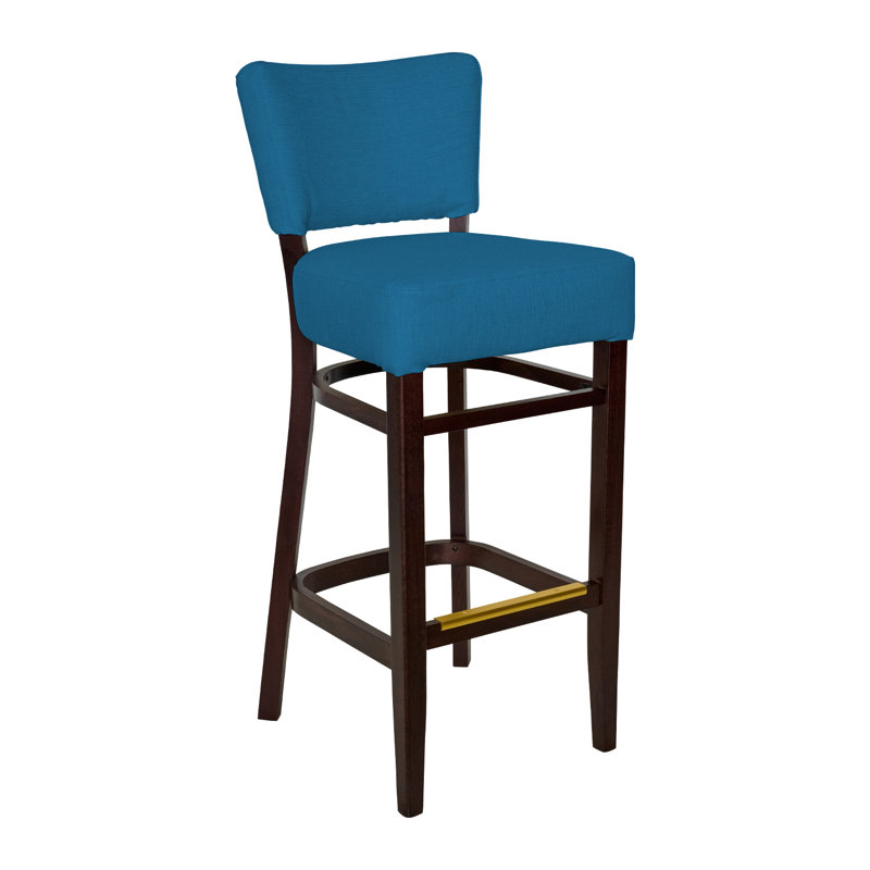 Tabouret de bar Madison, Bois brun foncé, Bleu