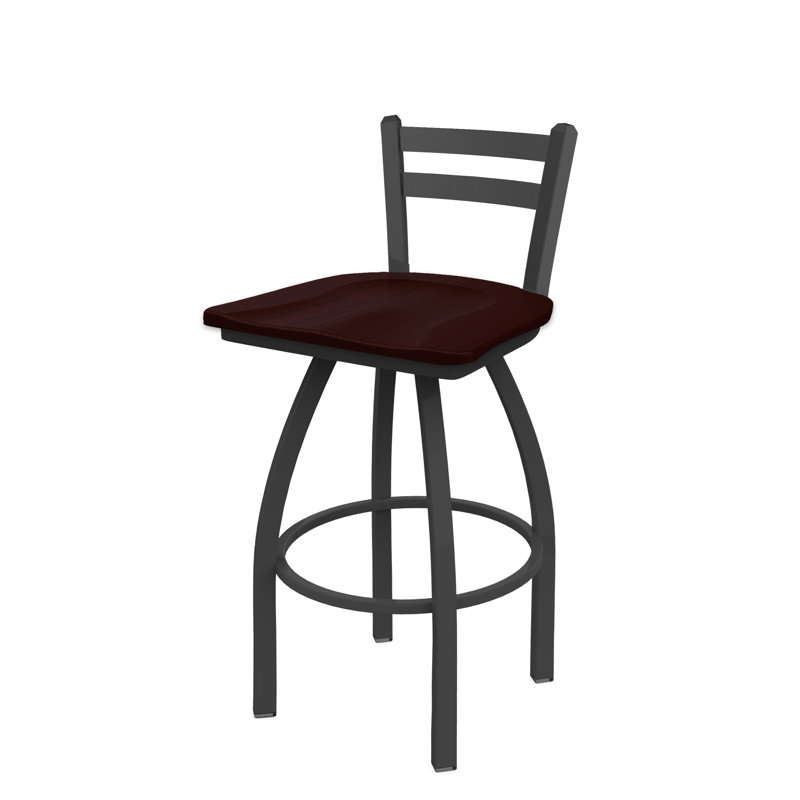 Tabouret de bar et de comptoir 411 Jackie, Étain, Bois - Chêne cerise foncé