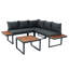 Ensemble de conversation modulaire en osier pour terrasse avec canapé d'appoint et ensemble de conversation 4 pièces 5 pièces avec table d'appoint et coussins gris foncé