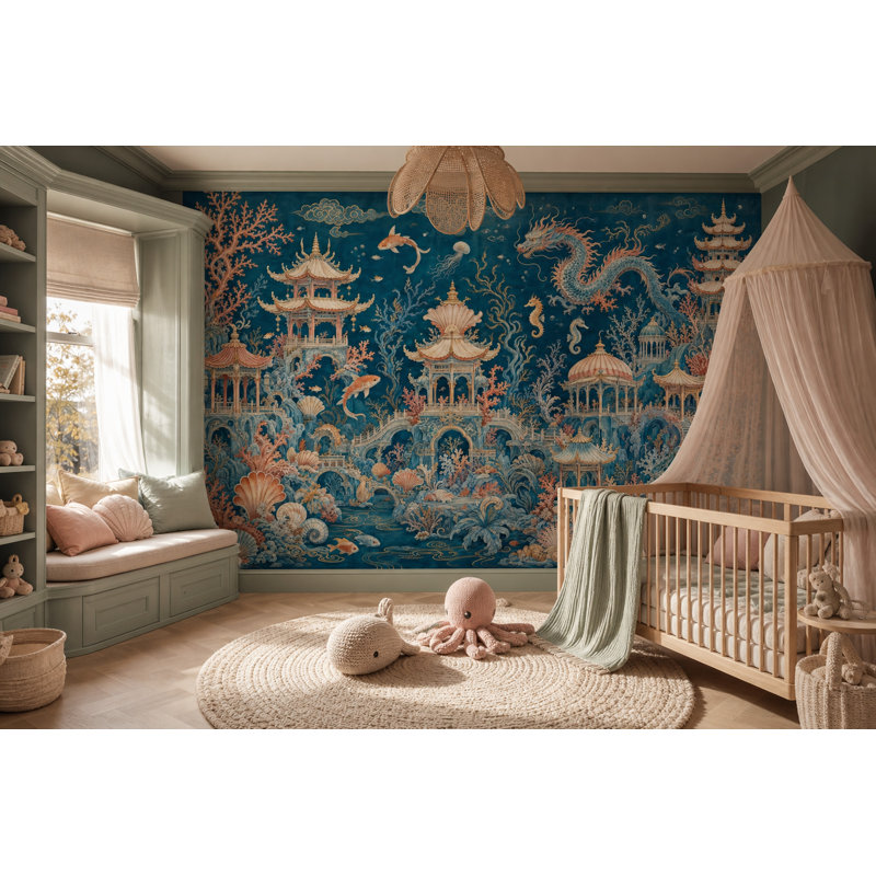 Papier peint mural Chinoiserie, 200 po x 120 po, Non tissé