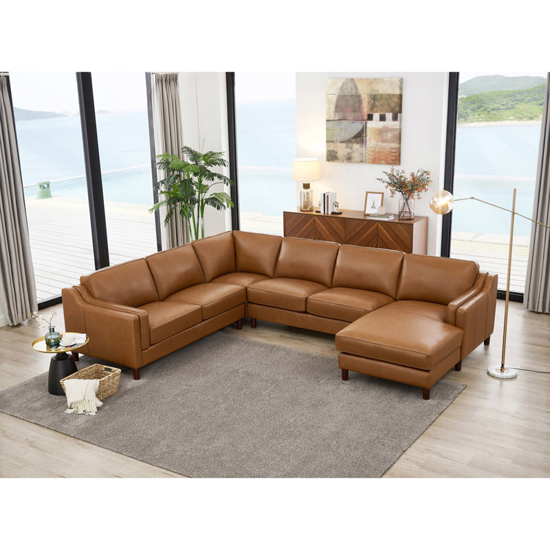 Bella Leather U-Shaped Sectional, Right Hand Facing