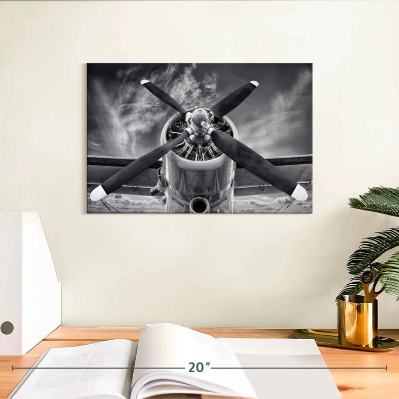 Mehar Four Blade Propeller Monochrome, 8" H x 12" W