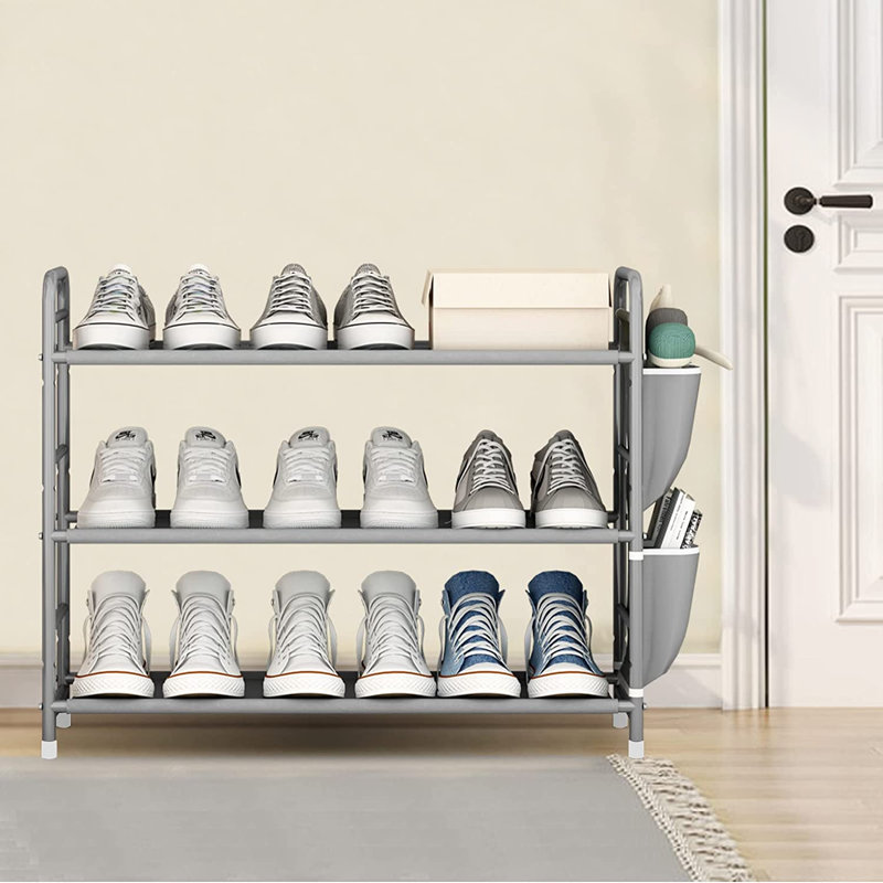 9 Pair Shoe Rack, Gray