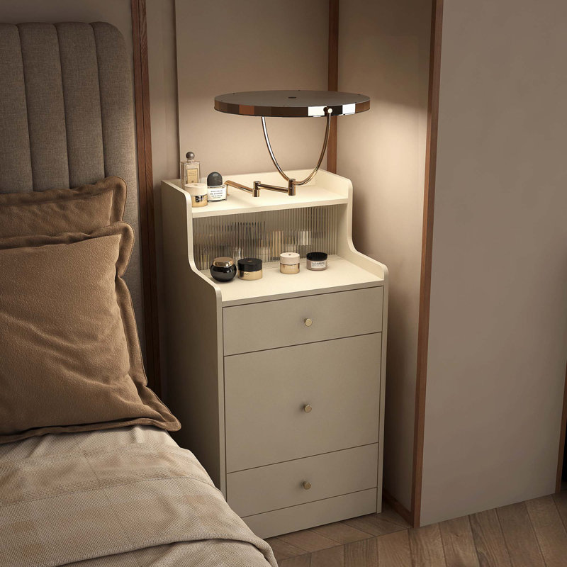Ensemble de coiffeuse 3 en 1 avec miroir et lumière, petit ensemble de coiffeuse avec station de recharge, 2 tiroirs et espace de rangement ouvert, avec tabouret rembourré, bureau de coiffeuse compact