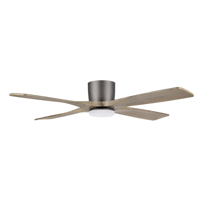 Ventilateur de plafond en bois à intensité variable avec télécommande Quala, 54 po de largeur