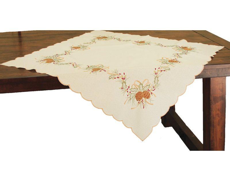 Classic Pine Cone Embroidered Table Topper