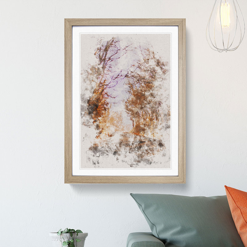 A Road Through The Woods - Single Picture Frame Painting on MDF, Oak Framed, 87cm H x 62cm W x 2cm D