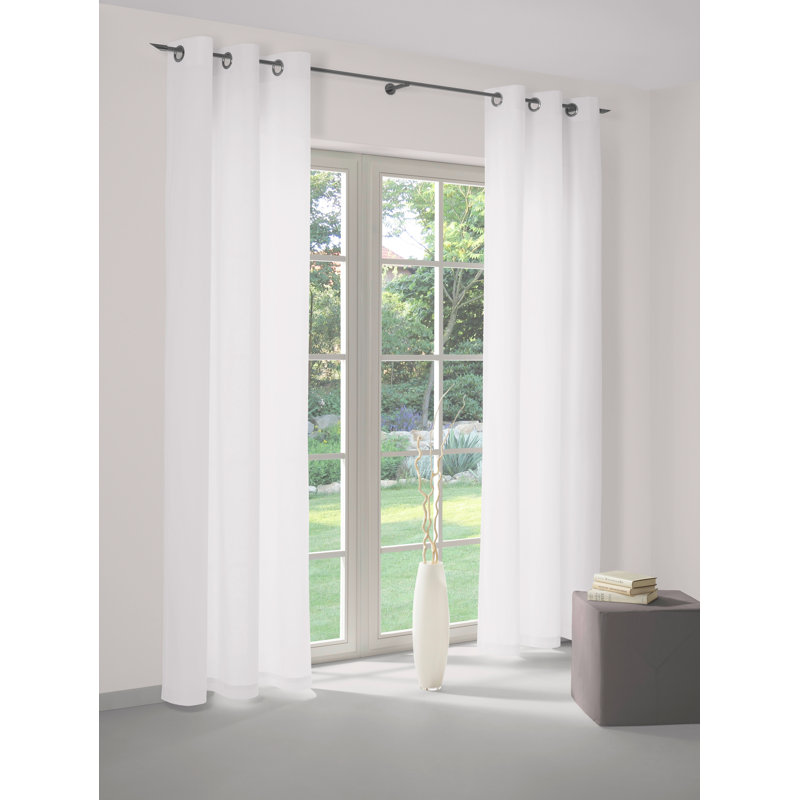 Newbury 67% Polyester And 33% Cotton Room Darkening Single Curtain Panel, White, 130cm Width x 335cm Drop