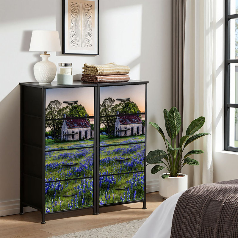 4 Drawer Dresser for Bedroom, Narrow Chest of Drawers, Wooden Top and Study Iron Frame 18"x37.5"-(WxH)