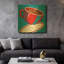 « Tasse de café rouge sur fond bleu », œuvre murale en métal doré de Ron Magnes, 91,4 cm x 91,4 cm-2081037722