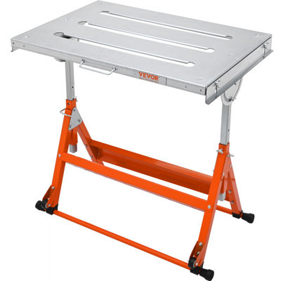 Table de soudage 30 po x 20 po, capacité de charge de 400 lb, table de travail en acier sur roulettes, banc de travail pliant avec trois fentes de 1,1 po, 3 angles d'inclinaison, hauteur réglable