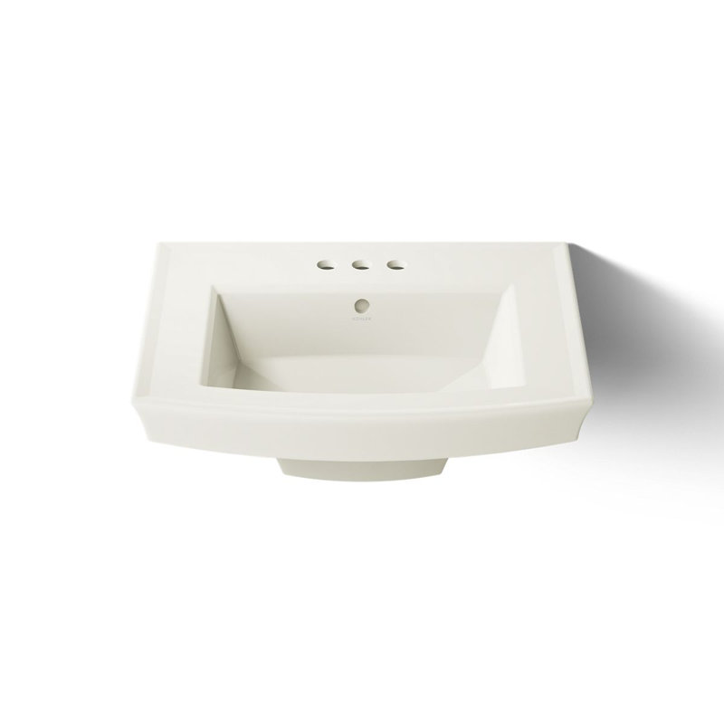 Archer® Vitreous China Rectangular Pedestal Bathroom Sink with Overflow, Ice Gray, 4'' Centers