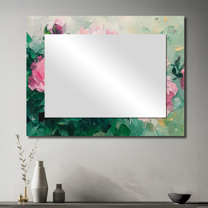 Harmonie de pivoines vertes - art mural miroir floral - imprimé sur métal, 30" x 40"