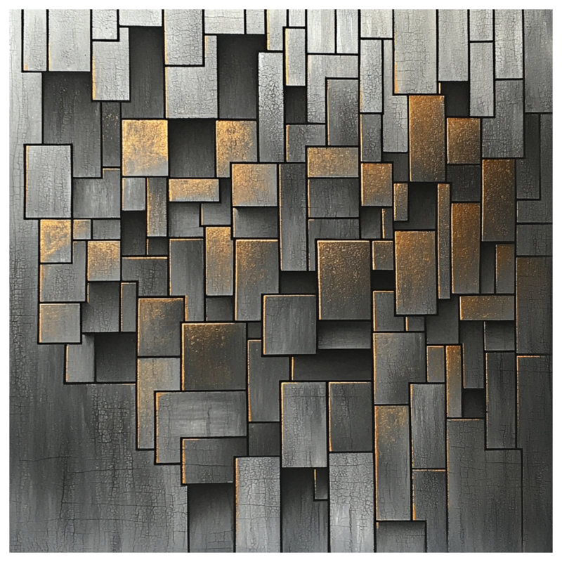 Geometric Rectangles Puzzle Bedding Rectangles Bedspread Abstract, Twin