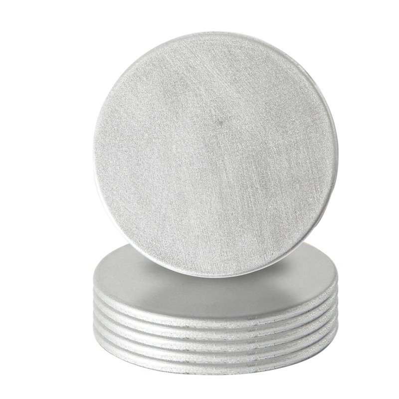 Argon Tableware - 10cm Melamine Coasters - Set of 6 - Metallic Finish, Silver
