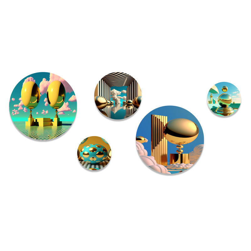 Golden Spheres Infinity I - City Metal Wall Décor