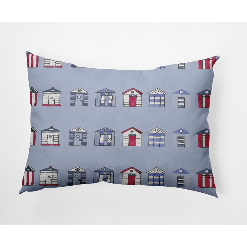 Outdoor Reversible Throw Pillow, Light Blue