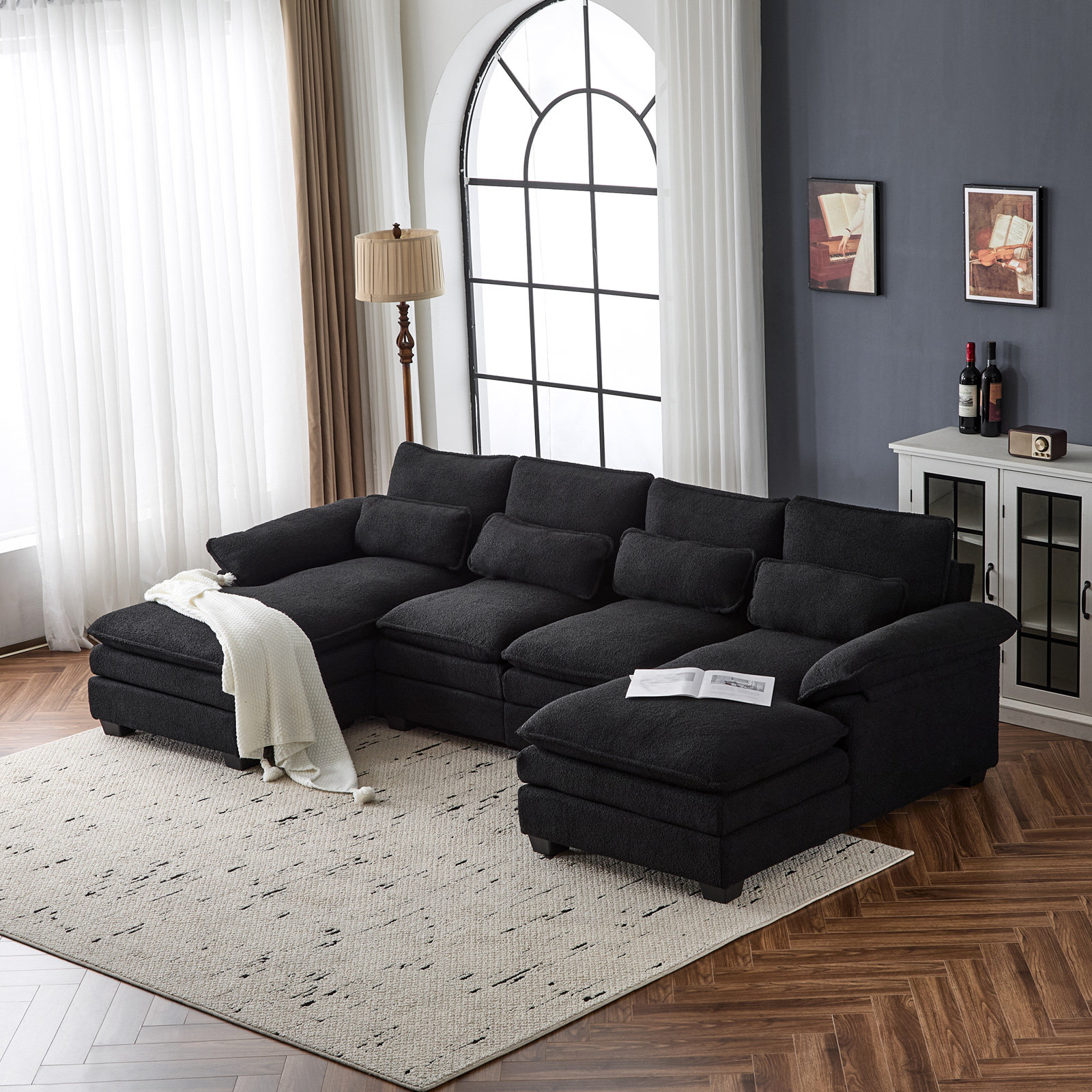 Latitude Run® Capri 110" U Shaped Couch, 4 Seat Sectional Sofa For ...