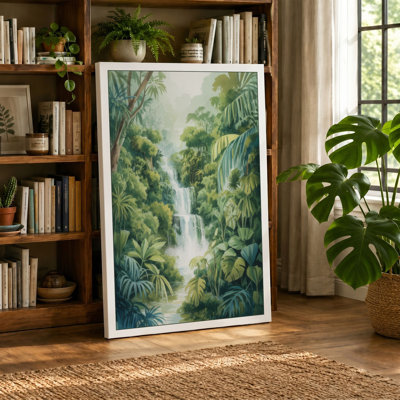 Waterfall in Mist Tropical 1 Piece Wrapped Canvas Wall Art