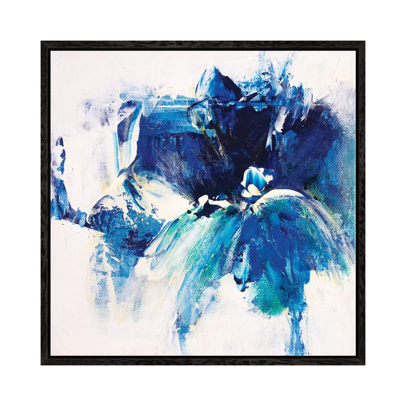 Tangled Blue VI by Jude Remedios - Painting on Canvas, 93.98cm H x 93.98cm W x 3.81cm D, Black Framed