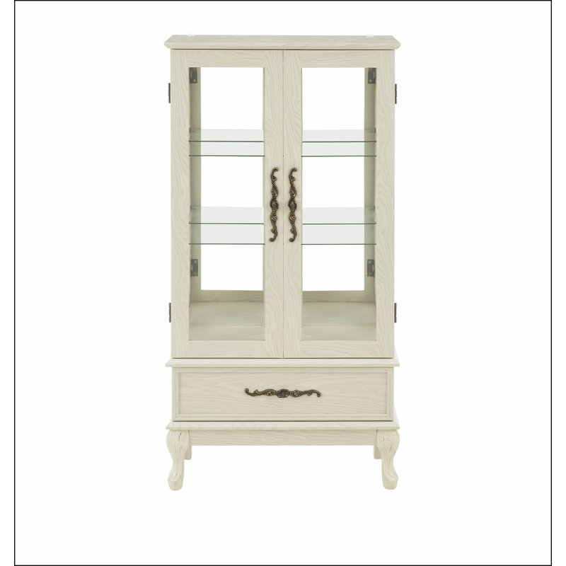 Armoire vitrée avec porte vitrée Curio, Blanc antique