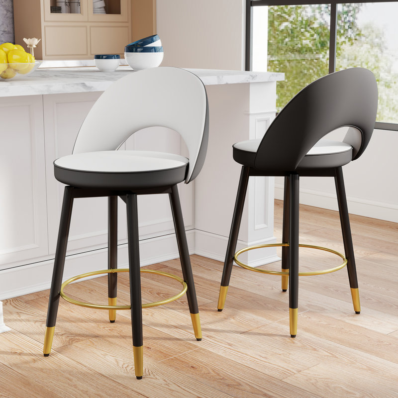 Tabouret de comptoir pivotant 25 po Rumery, Blanc / gris foncé