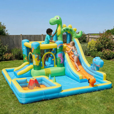 Jeu gonflable de luxe avec toboggans aquatiques