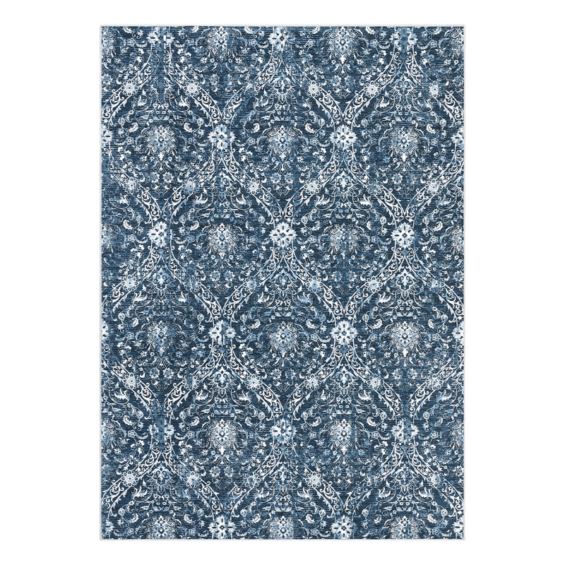 Floral Machine Washable Rug with Rubber Backing for Living Room Non-Slip Area Rug Vintage Indoor Carpet Non-Shedding Rug for Bedroom Dining Room Hallway Kitchen Office Playroom Nursery