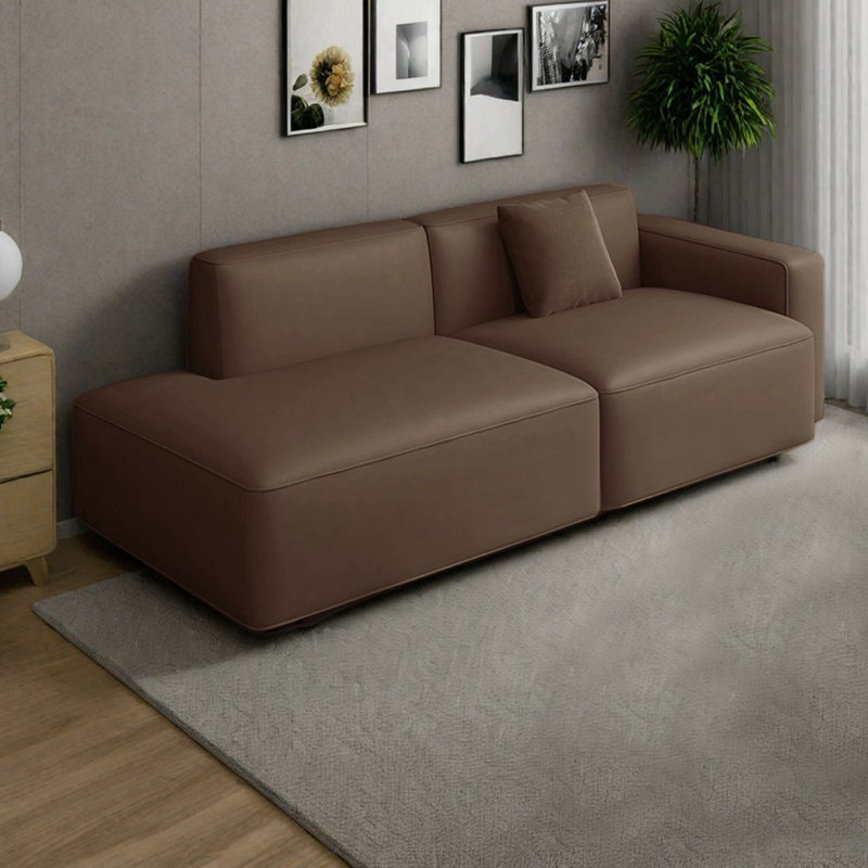Fauteuil inclinable en cuir léger et luxueux, Brun, Orienté à droite