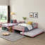 Lit superposé en métal avec lit gigogne rose - option de chambre à coucher moderne, économise de l'espace efficacement, structure en acier pour la durabilité, performance silencieuse et stable, grande capacité de charge, sécurité des escaliers sécuritaires, lit simple