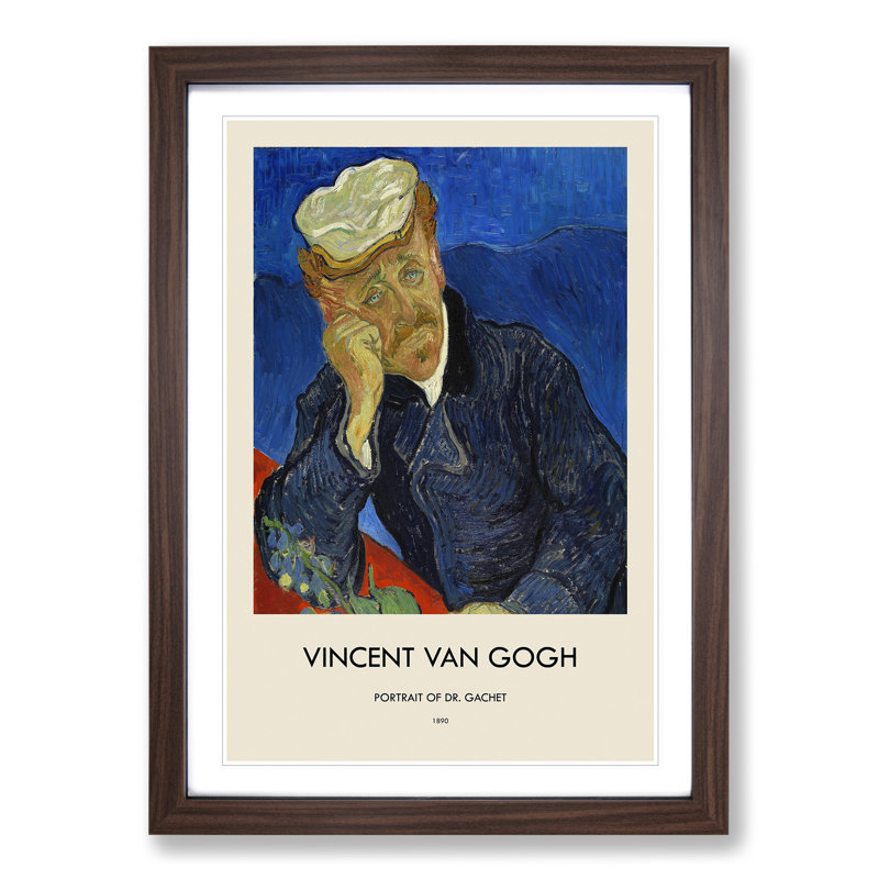 Dr Paul Gachet by Vincent Van Gogh - Single Picture Frame Print, Walnut Framed, 36cm H x 27cm W x 2cm D