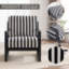 Fauteuil lounge en tissu à rayures noires et blanches, monobloc, style moderne du milieu du siècle, mousse haute densité, structure en bois massif